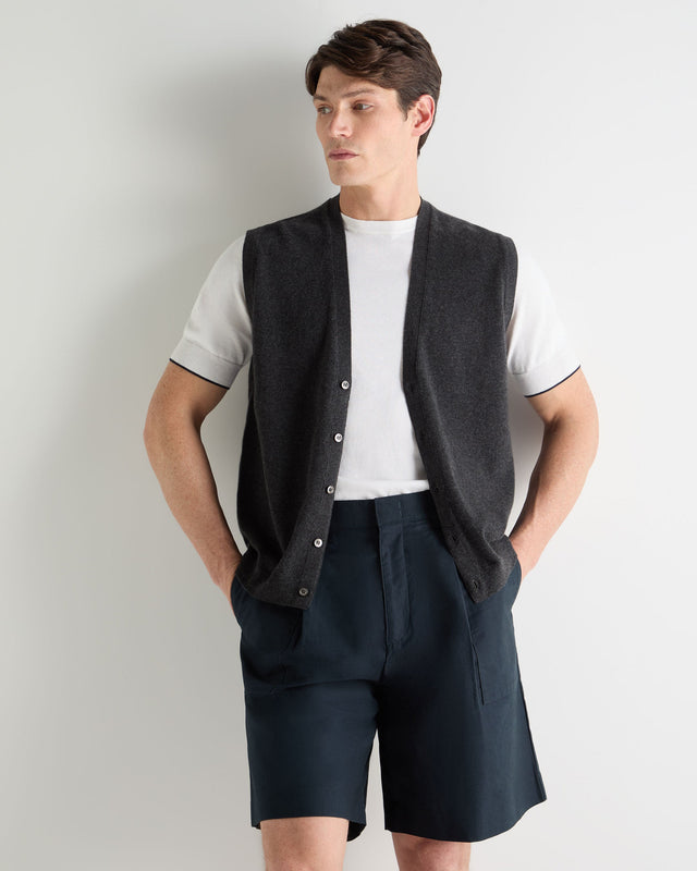 Men's Sleeveless Cashmere Tank Top Deep Charcoal Grey