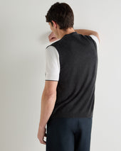 Men's Sleeveless Cashmere Tank Top Deep Charcoal Grey