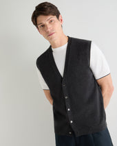 Men's Sleeveless Cashmere Tank Top Deep Charcoal Grey