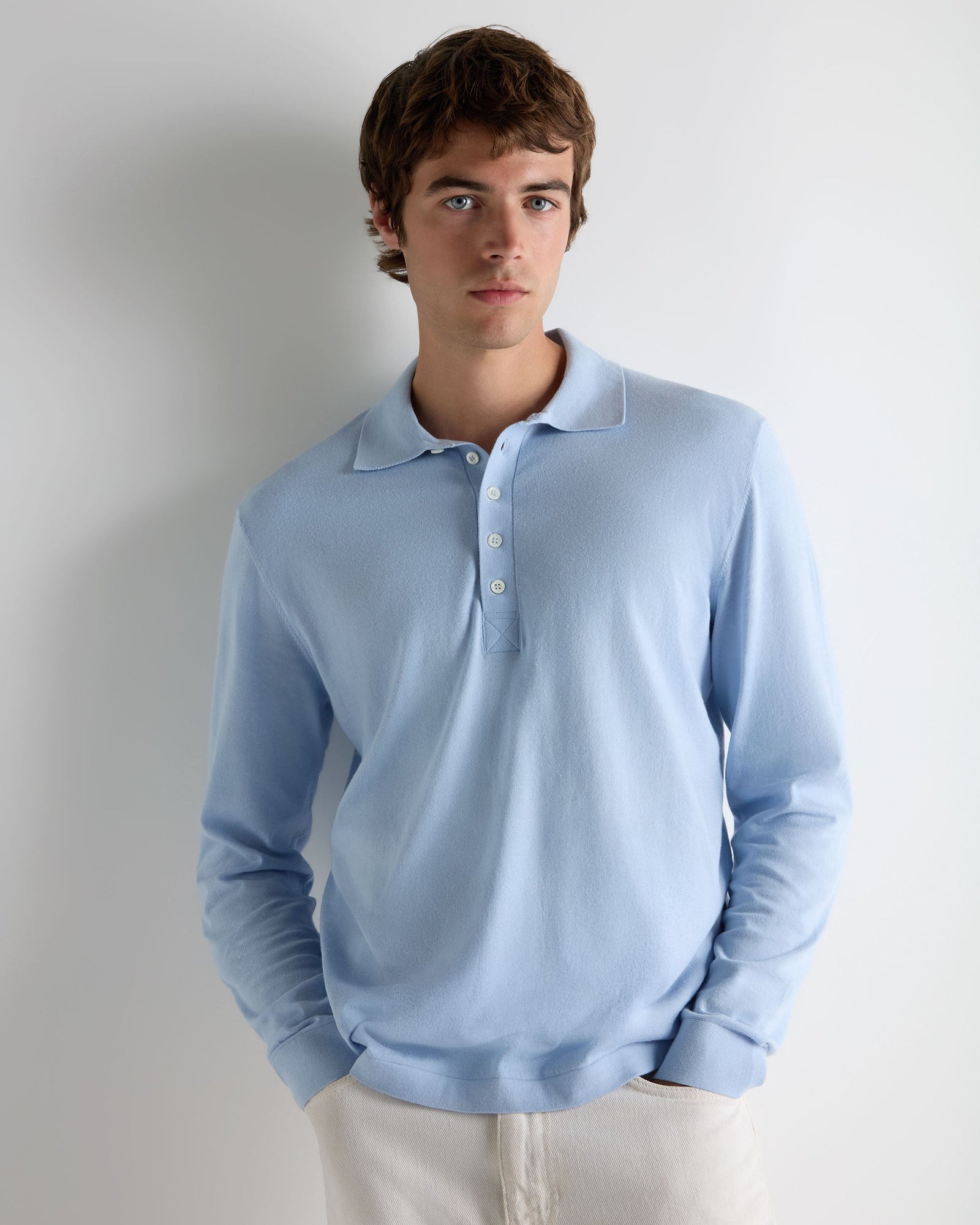 Men's Cotton Polo Shirt Sea Mist Blue