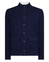 Men's Button Through Cotton Blend Bomber Deep French Blue