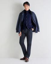 Men's Button Through Cotton Blend Bomber Deep French Blue