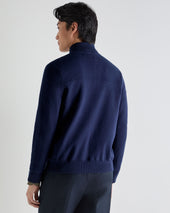 Men's Button Through Cotton Blend Bomber Deep French Blue