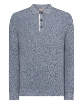 Men's Rib Polo Cotton Blend Jumper Blue Marl
