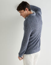 Men's Rib Polo Cotton Blend Jumper Blue Marl