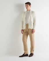 Men's Cable Shawl Cotton Blend Cardigan New Ivory White
