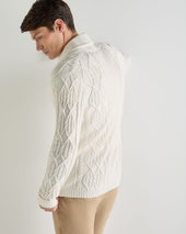 Men's Cable Shawl Cotton Blend Cardigan New Ivory White