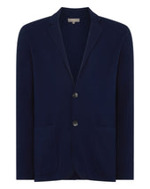 Men's Cotton Linen Blend Blazer Deep French Blue