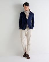 Men's Cotton Linen Blend Blazer Deep French Blue