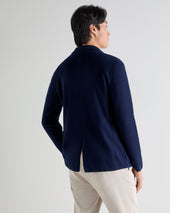 Men's Cotton Linen Blend Blazer Deep French Blue