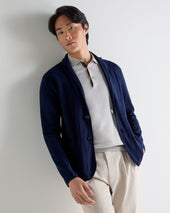 Men's Cotton Linen Blend Blazer Deep French Blue