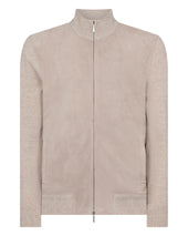 Men's Suede Front Zip Through Toasted Sesame Brown