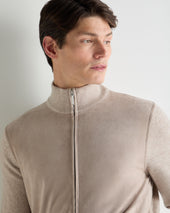Men's Suede Front Zip Through Toasted Sesame Brown