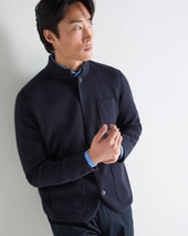 Men's Half Milano Cotton Blend Jacket Navy Blue