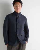 Men's Microfibre Stand Collar Jacket Navy Blue