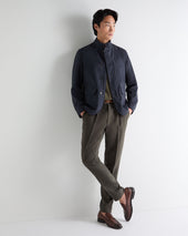 Men's Microfibre Stand Collar Jacket Navy Blue