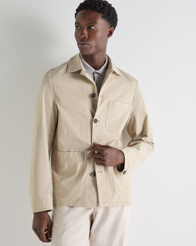 Men's Canvas Barn Cashmere Jacket Stone Brown