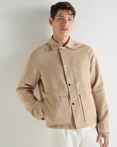 Men's Raglan Linen Blend Herringbone Jacket Light Brown