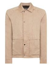 Men's Raglan Linen Blend Herringbone Jacket Light Brown
