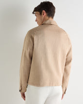 Men's Raglan Linen Blend Herringbone Jacket Light Brown