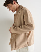 Men's Raglan Linen Blend Herringbone Jacket Light Brown