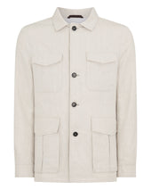 Men's Linen Blend Herringbone Safari Jacket Chalk White
