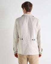 Men's Linen Blend Herringbone Safari Jacket Chalk White