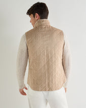 Men's Herringbone Linen Blend Vest Light Brown