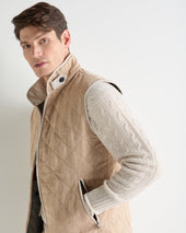 Men's Herringbone Linen Blend Vest Light Brown
