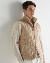 Men's Herringbone Linen Blend Vest Light Brown