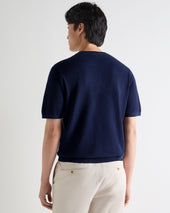 Men's Pique Linen Blend Tee Deep French Blue