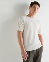 Men's Pique Linen Blend Tee White