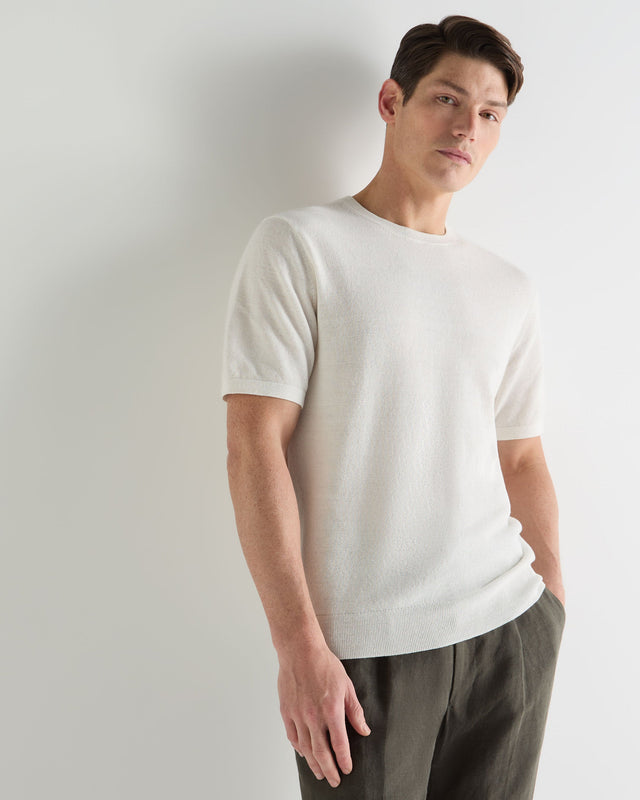 Men's Pique Linen Blend Tee White