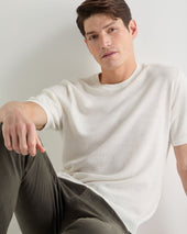 Men's Pique Linen Blend Tee White
