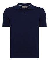 Men's Pique Linen Blend Polo Deep French Blue