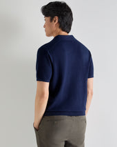 Men's Pique Linen Blend Polo Deep French Blue