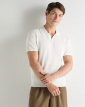 Men's Pique Linen Blend Polo White