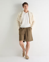 Men's Pique Linen Blend Polo White