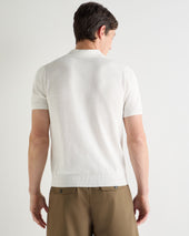 Men's Pique Linen Blend Polo White