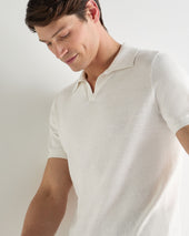 Men's Pique Linen Blend Polo White