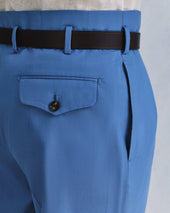 Blue Cotton and Silk Blend Hollywood Trousers
