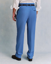 Blue Cotton and Silk Blend Hollywood Trousers