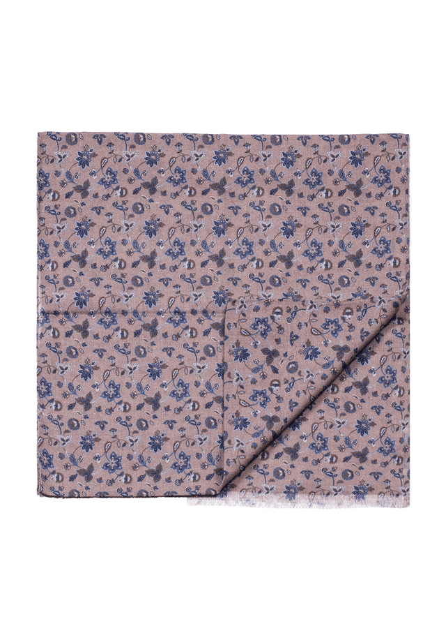 Beige & Blue Vintage Floral Print Scarf