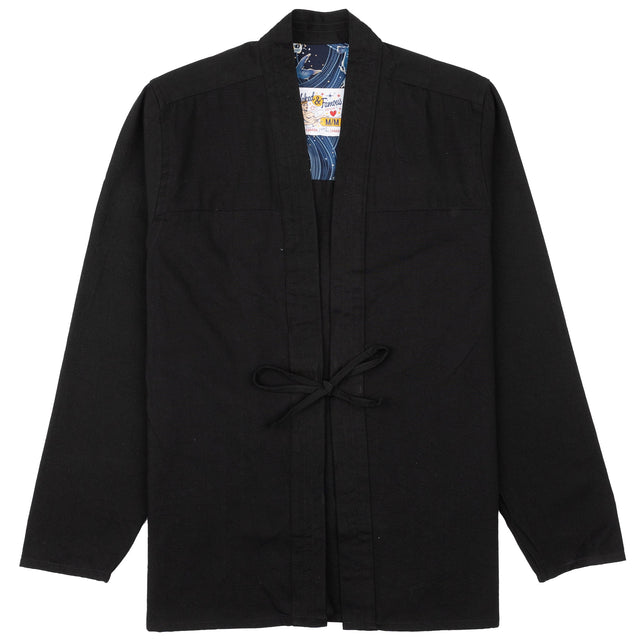 Kimono Shirt - Black Rinsed Oxford + Black Japanese Festival