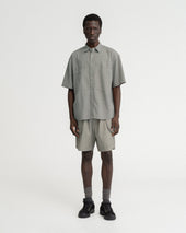 VETTI UTILITY SHORTS - TONAL LUNAR ROCK GREEN COTTON SEERSUCKER