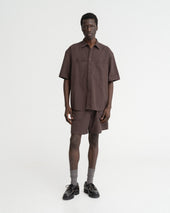Ss Easy Work Shirt Tonal Fondente Cotton Seersucker