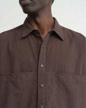 Ss Easy Work Shirt Tonal Fondente Cotton Seersucker