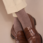 Beige Chocolat Pied De Poule Super Solide Fil D Cosse