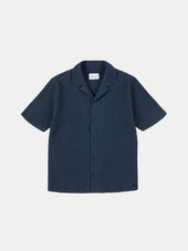 Seersucker Fenton Shirt in Dark Navy