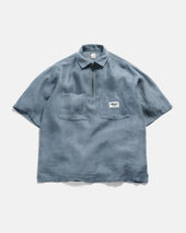 SS HOLLOW SHIRT - CHAMBRAY BLUE LINEN TWILL